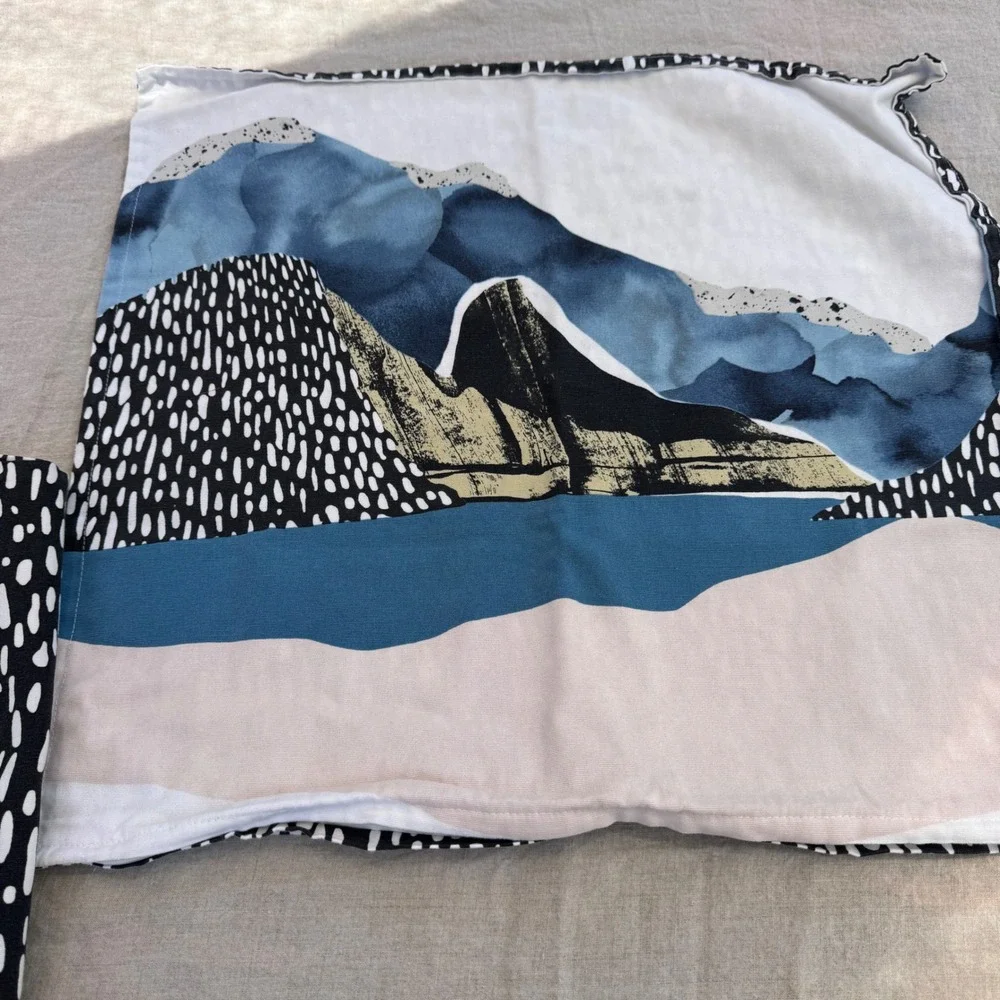 IKEA VINTER 2017 Pillow Covers 20x20 Blue White Mountain Abstract Scandi Set 2